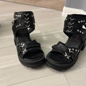 Black Demonia platform sandals